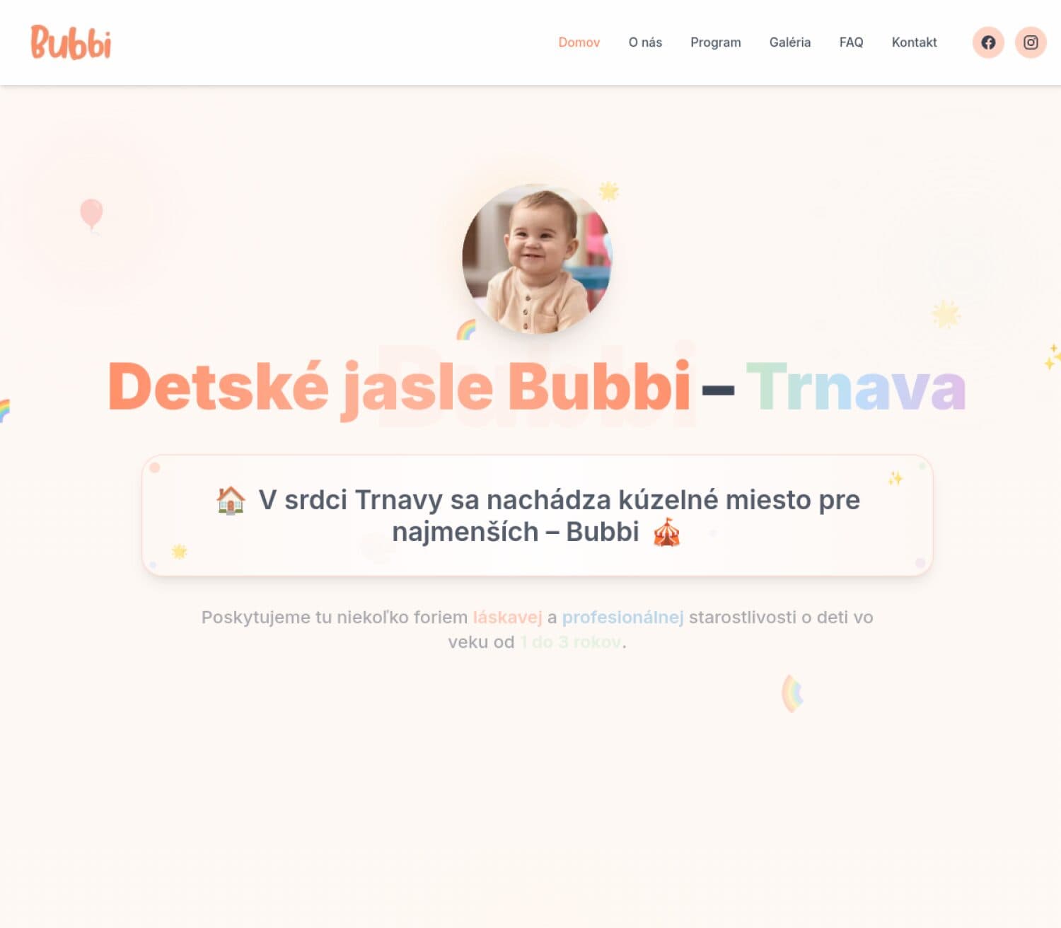 Ukážka webu Bubbi