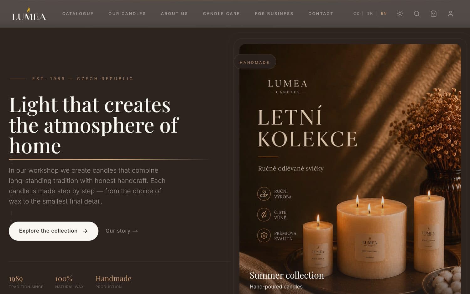 Ukážka webu Lumea Candles