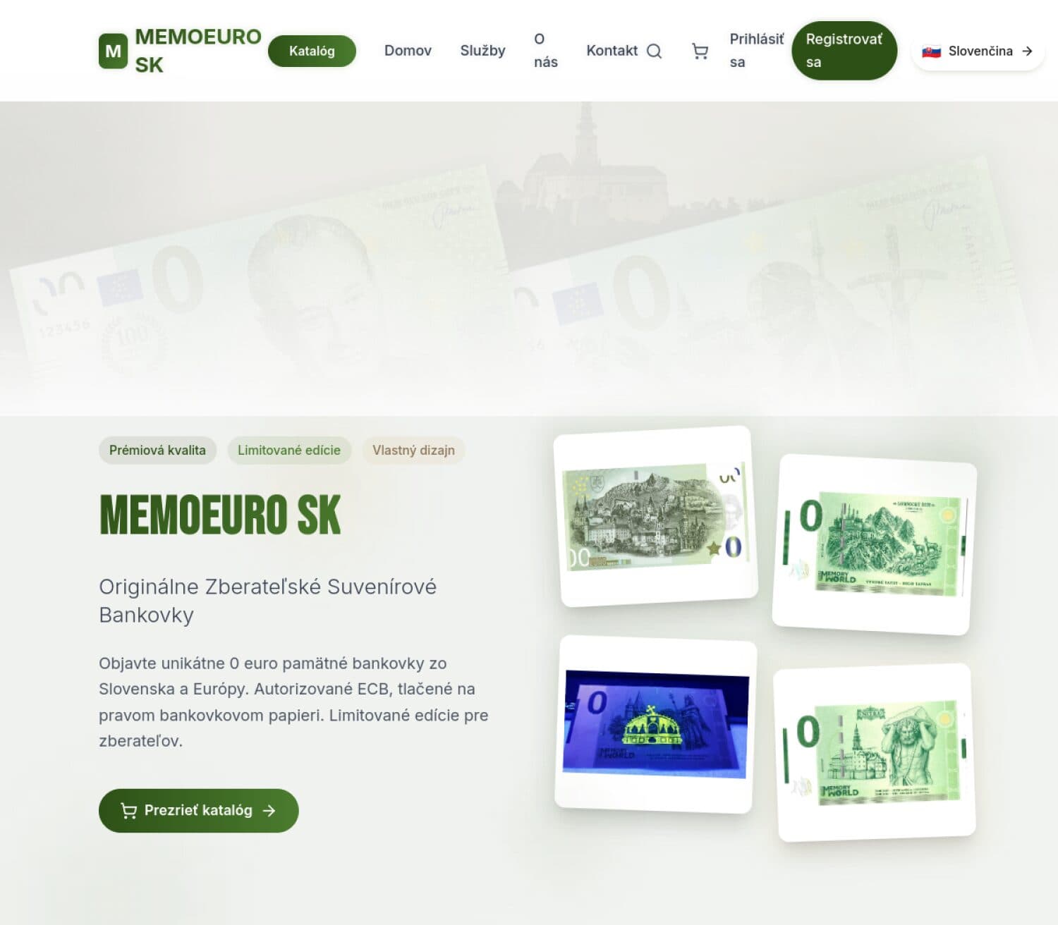 Ukážka webu MemoEuro