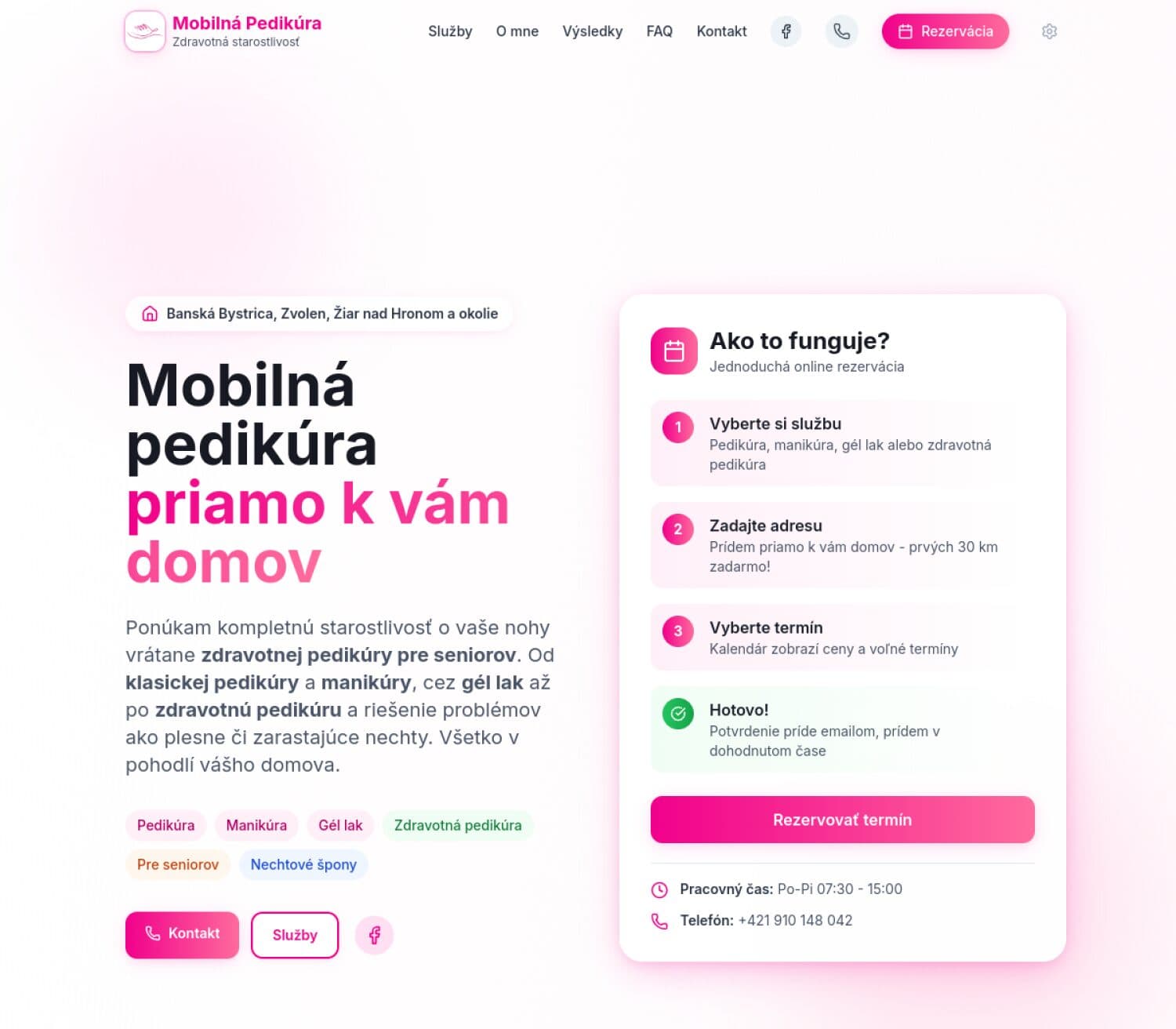 Ukážka webu Mobilná pedikúra