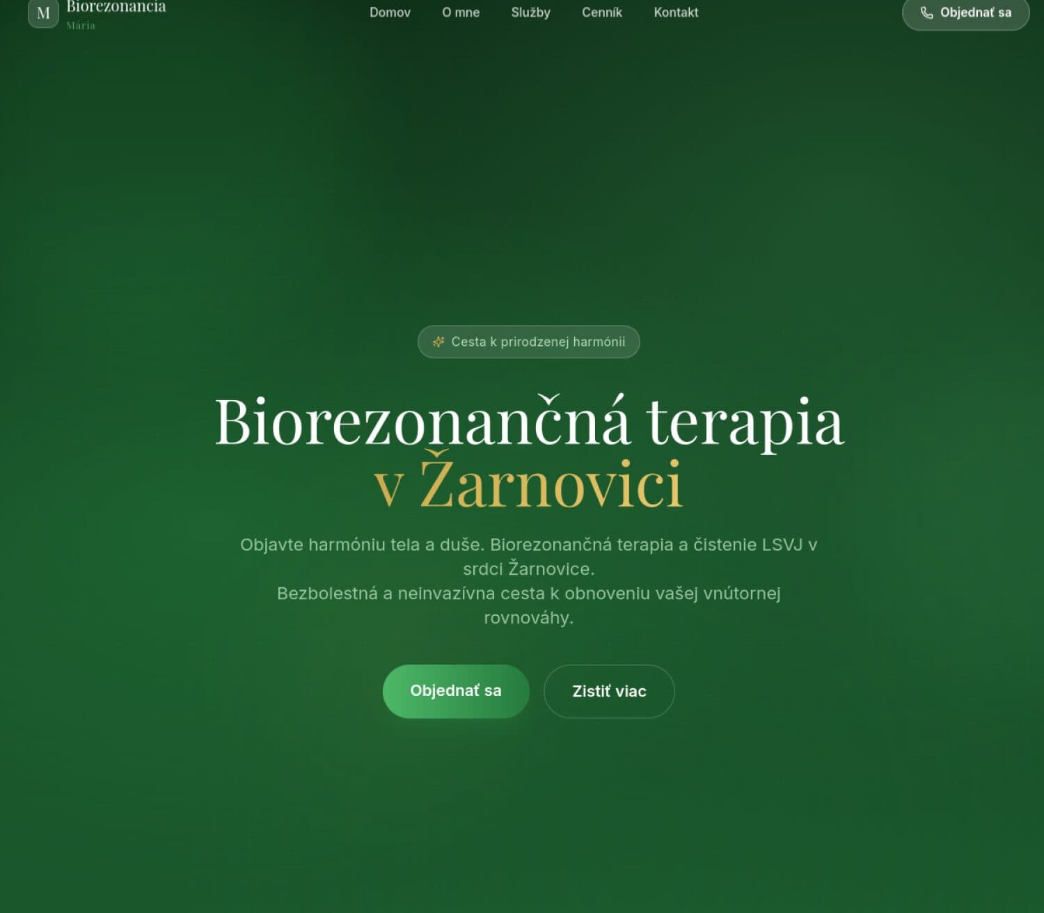 Ukážka webu Biorezonancia Mária