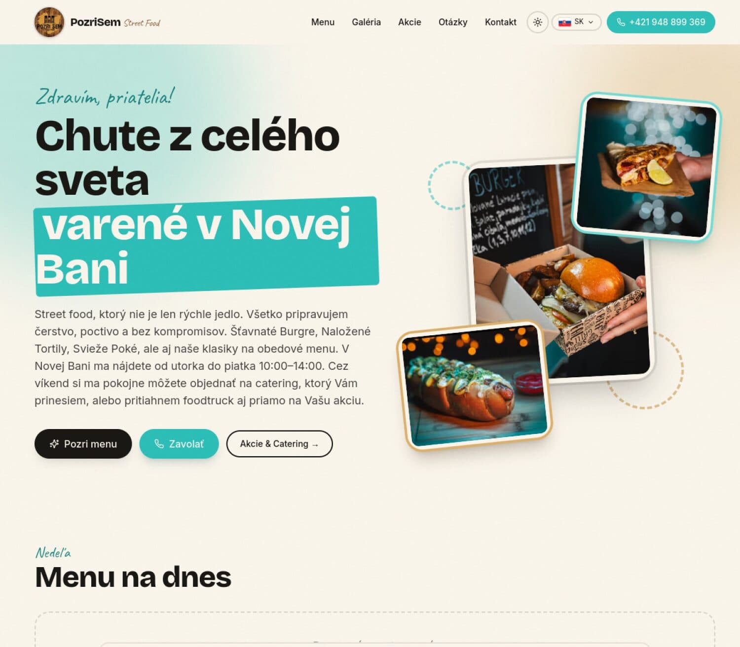 Ukážka webu PozriSem Street Food